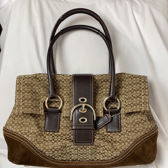 Coach Handbags - Coach satchel shoulder bag purse suede canvas